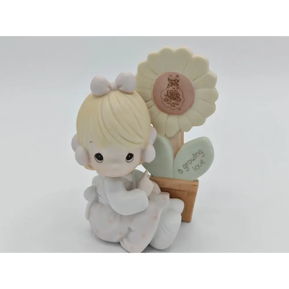 Precious Moments E0008 Enesco Figurine A Growing Love Girl Flower Watering 1987